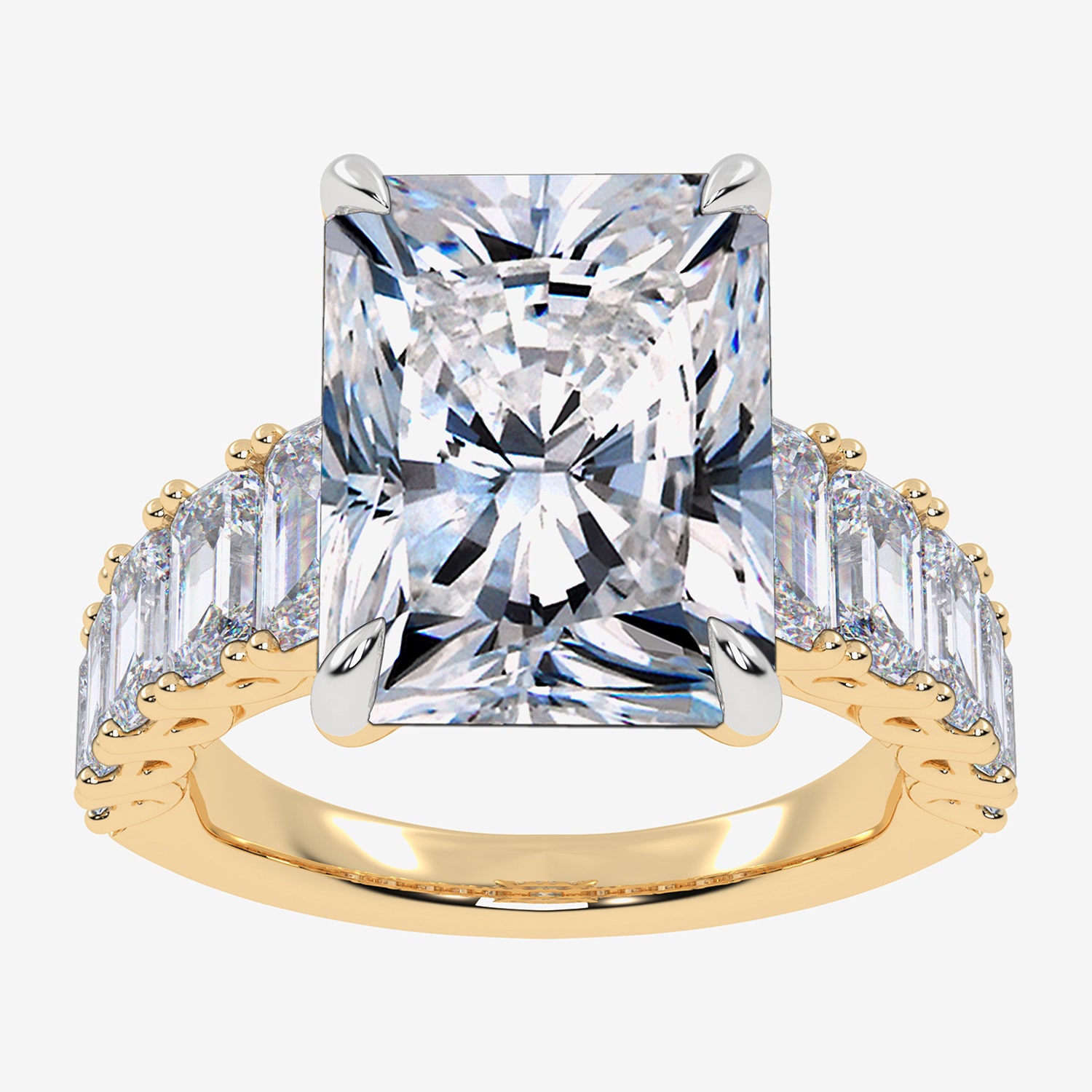 Signature By Modern Bride (G, Vs2-Si1) Womens 8 1/4 Ct. T.W. Lab Grown White Diamond 14K Gold Rectangular Side Stone Engagement Ring