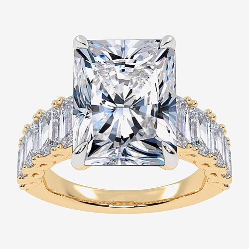 Signature By Modern Bride (G, Vs2-Si1) Womens 8 1/4 Ct. T.W. Lab Grown White Diamond 14K Gold Rectangular Side Stone Engagement Ring, 9, Yellow