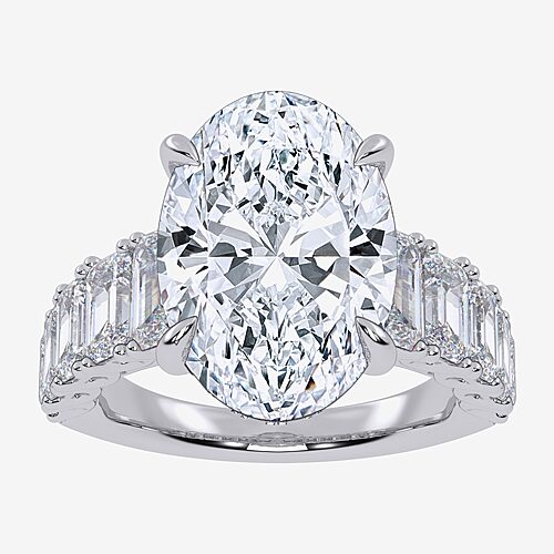 Signature By Modern Bride (G/Vs2-Si1) Womens 8 1/4 Ct. T.W. Lab Grown White Diamond 14K Gold Oval Side Stone Engagement Ring, 9, White