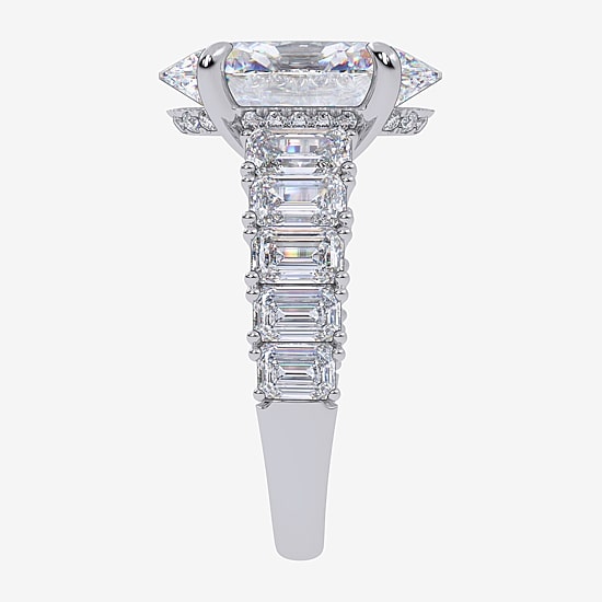 Signature By Modern Bride (G/Vs2-Si1) Womens 8 1/4 Ct. T.W. Lab Grown White Diamond 14K Gold Oval Side Stone Engagement Ring