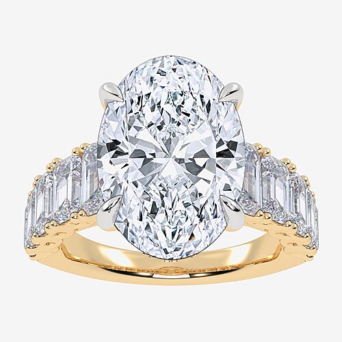 Signature By Modern Bride (G/Vs2-Si1) Womens 8 1/4 Ct. T.W. Lab Grown White Diamond 14K Gold Oval Side Stone Engagement Ring, 9, Yellow