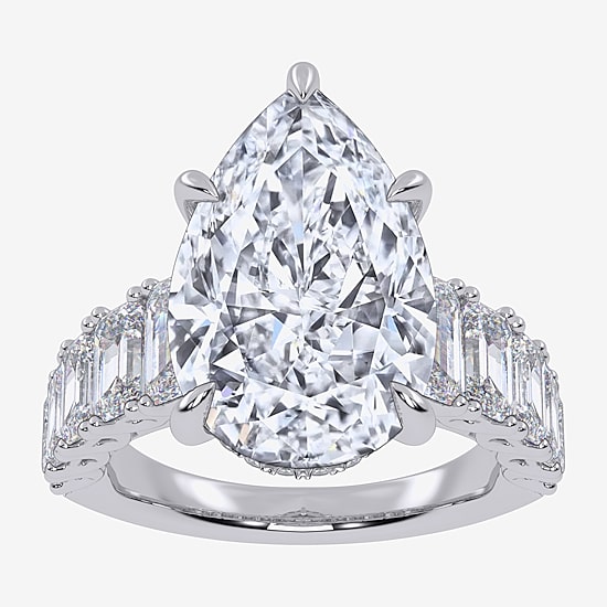 Signature By Modern Bride (G, Vs2-Si1) Womens 8 1/4 Ct. T.W. Lab Grown White Diamond 14K Gold Pear Side Stone Engagement Ring