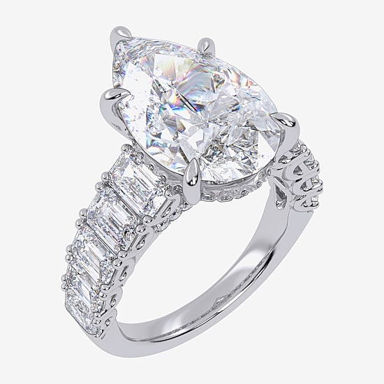 Signature By Modern Bride (G, Vs2-Si1) Womens 8 1/4 Ct. T.W. Lab Grown White Diamond 14K Gold Pear Side Stone Engagement Ring