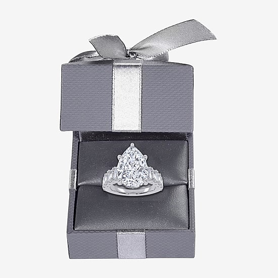 Signature By Modern Bride (G, Vs2-Si1) Womens 8 1/4 Ct. T.W. Lab Grown White Diamond 14K Gold Pear Side Stone Engagement Ring