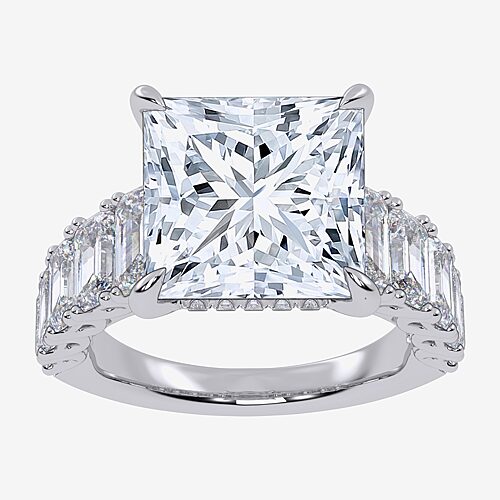Signature By Modern Bride (G, Vs2-Si1) Womens 8 1/4 Ct. T.W. Lab Grown White Diamond 14K Gold Side Stone Engagement Ring, 9, White