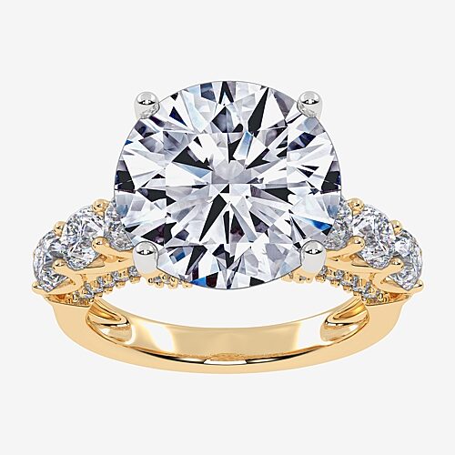 Signature By Modern Bride (G, Vs2-Si1) Womens 7 1/2 Ct. T.W. Lab Grown White Diamond 14K Gold Round Side Stone Engagement Ring, 9, Yellow