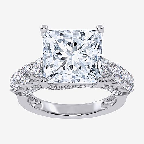 Signature By Modern Bride (G, Vs2-Si1) Womens 7 1/2 Ct. T.W. Lab Grown White Diamond 14K Gold Side Stone Engagement Ring, 9, White