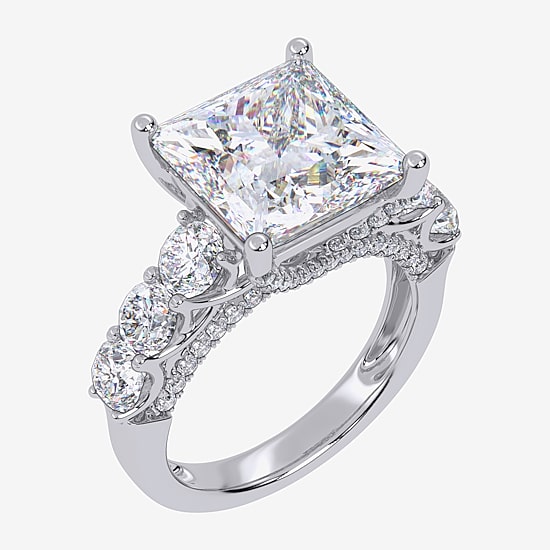 Signature By Modern Bride (G, Vs2-Si1) Womens 7 1/2 Ct. T.W. Lab Grown White Diamond 14K Gold Side Stone Engagement Ring
