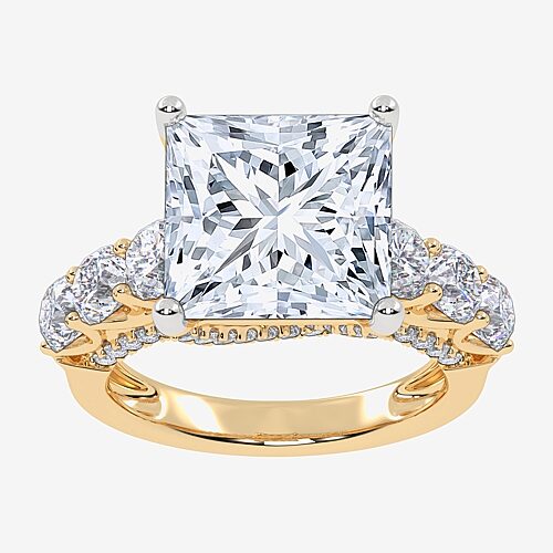 Signature By Modern Bride (G, Vs2-Si1) Womens 7 1/2 Ct. T.W. Lab Grown White Diamond 14K Gold Side Stone Engagement Ring, 9, Yellow