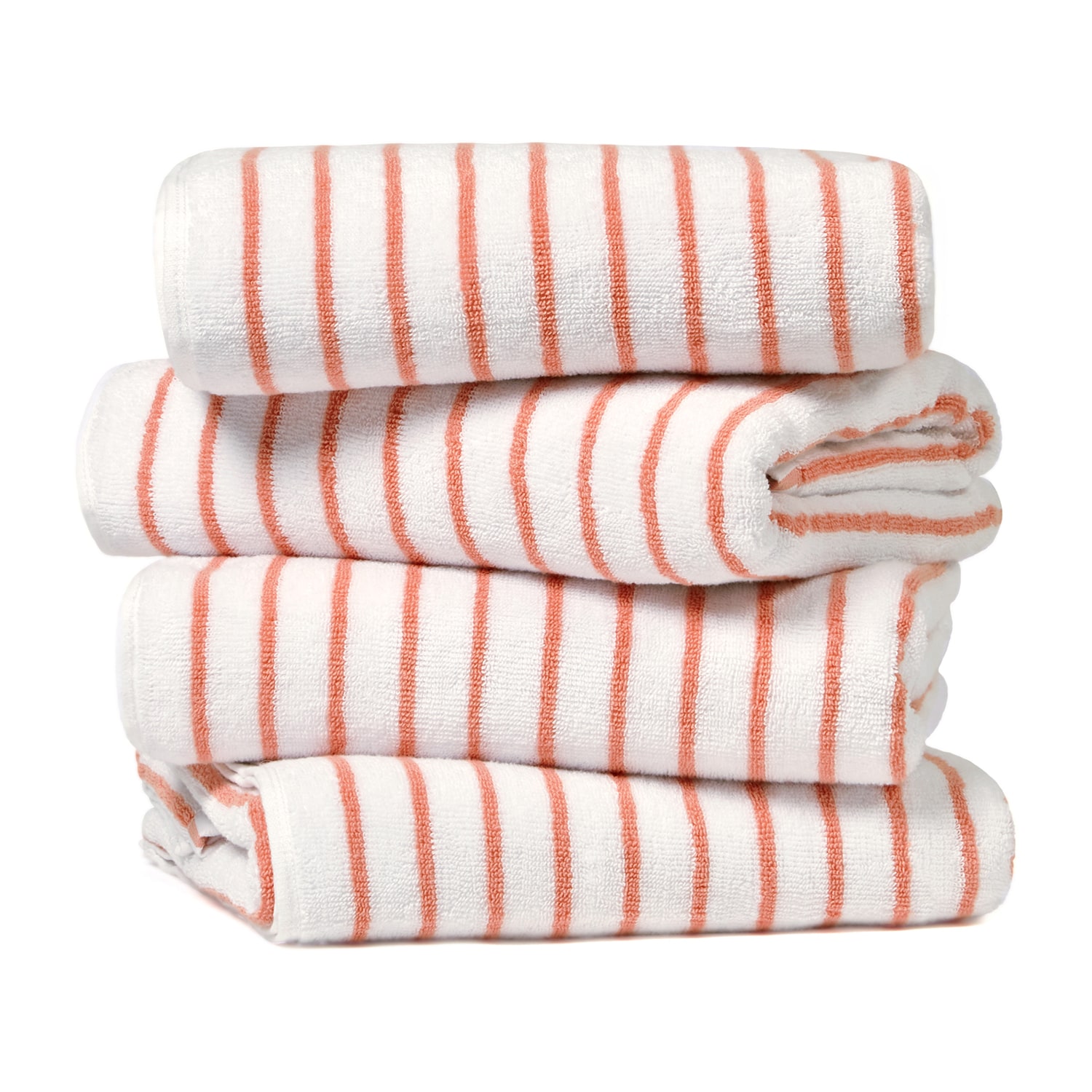 4-Pack Cabana Stripe Beach Pool Towels - 100% Absorbent Cotton, 35 X 65