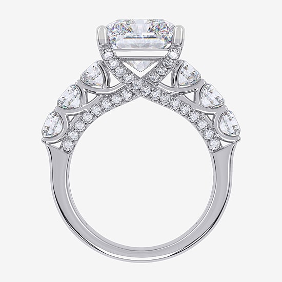 Signature By Modern Bride (G, Vs2-Si1) Womens 7 1/2 Ct. T.W. Lab Grown White Diamond 14K Gold Side Stone Engagement Ring
