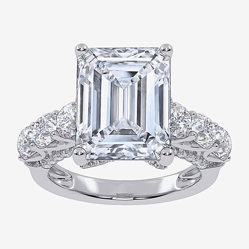 Signature By Modern Bride (G, Vs2-Si1) Womens 7 1/2 Ct. T.W. Lab Grown White Diamond 14K Gold Side Stone Engagement Ring, 9, White