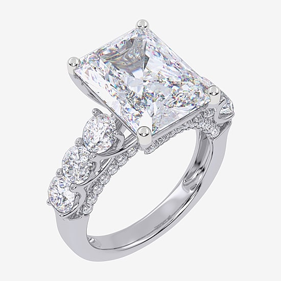 Signature By Modern Bride (G, Vs2-Si1) Womens 7 1/2 Ct. T.W. Lab Grown White Diamond 14K Gold Side Stone Engagement Ring