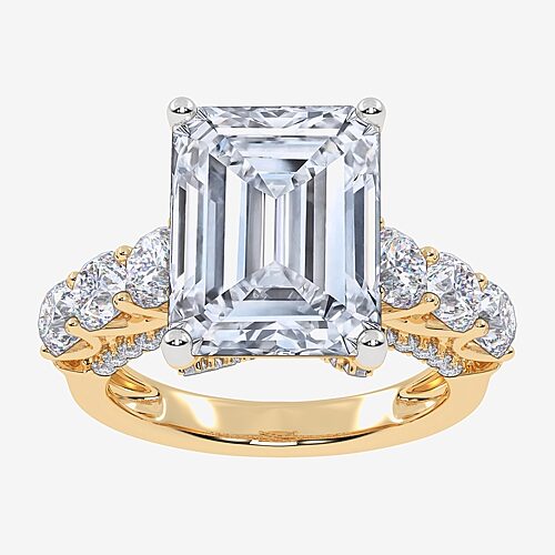 Signature By Modern Bride (G, Vs2-Si1) Womens 7 1/2 Ct. T.W. Lab Grown White Diamond 14K Gold Side Stone Engagement Ring, 9, Yellow