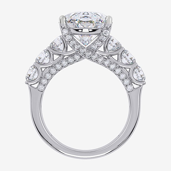 Signature By Modern Bride (G, Vs2-Si1) Womens 7 1/2 Ct. T.W. Lab Grown White Diamond 14K Gold Oval Side Stone Engagement Ring