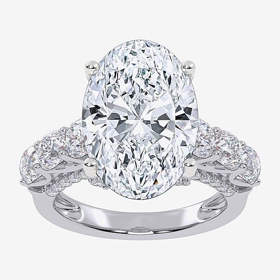 Signature By Modern Bride (G, Vs2-Si1) Womens 7 1/2 Ct. T.W. Lab Grown White Diamond 14K Gold Oval Side Stone Engagement Ring