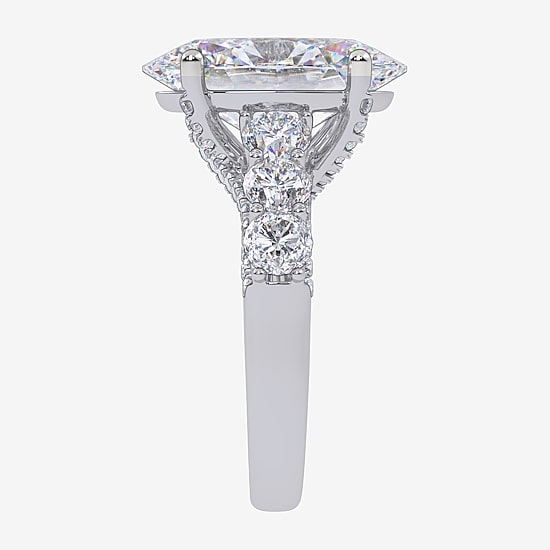 Signature By Modern Bride (G, Vs2-Si1) Womens 7 1/2 Ct. T.W. Lab Grown White Diamond 14K Gold Oval Side Stone Engagement Ring