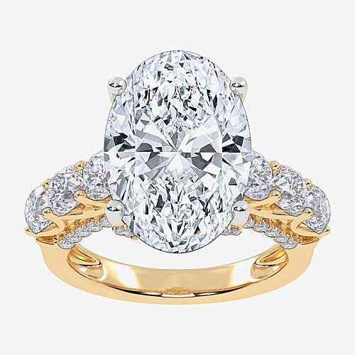 Signature By Modern Bride (G, Vs2-Si1) Womens 7 1/2 Ct. T.W. Lab Grown White Diamond 14K Gold Oval Side Stone Engagement Ring, 9, Yellow