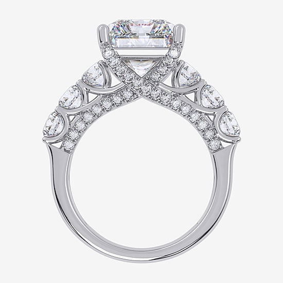 Signature By Modern Bride (G, Vs2-Si1) Womens 7 1/2 Ct. T.W. Lab Grown White Diamond 14K Gold Rectangular Side Stone Engagement Ring
