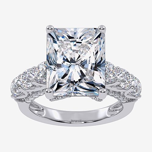 Signature By Modern Bride (G, Vs2-Si1) Womens 7 1/2 Ct. T.W. Lab Grown White Diamond 14K Gold Rectangular Side Stone Engagement Ring, 9, White
