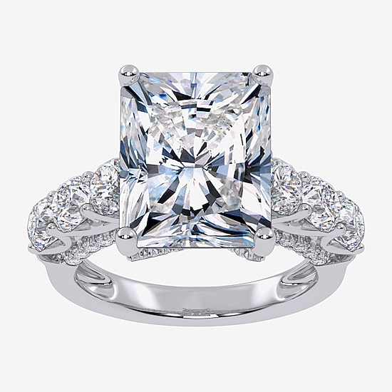 Signature By Modern Bride (G, Vs2-Si1) Womens 7 1/2 Ct. T.W. Lab Grown White Diamond 14K Gold Rectangular Side Stone Engagement Ring