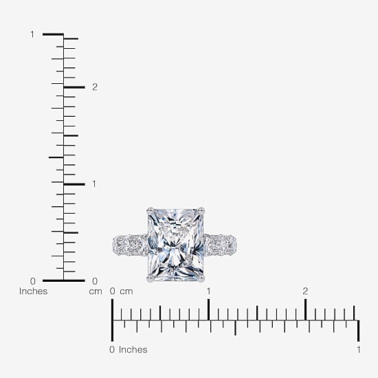 Signature By Modern Bride (G, Vs2-Si1) Womens 7 1/2 Ct. T.W. Lab Grown White Diamond 14K Gold Rectangular Side Stone Engagement Ring