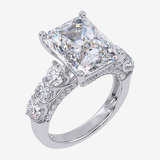 Signature By Modern Bride (G, Vs2-Si1) Womens 7 1/2 Ct. T.W. Lab Grown White Diamond 14K Gold Rectangular Side Stone Engagement Ring
