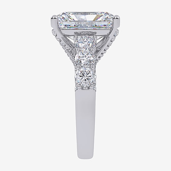 Signature By Modern Bride (G, Vs2-Si1) Womens 7 1/2 Ct. T.W. Lab Grown White Diamond 14K Gold Rectangular Side Stone Engagement Ring