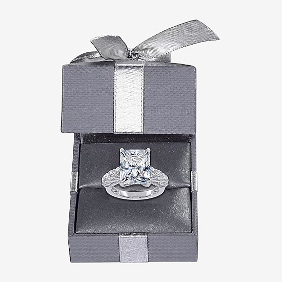 Signature By Modern Bride (G, Vs2-Si1) Womens 7 1/2 Ct. T.W. Lab Grown White Diamond 14K Gold Rectangular Side Stone Engagement Ring