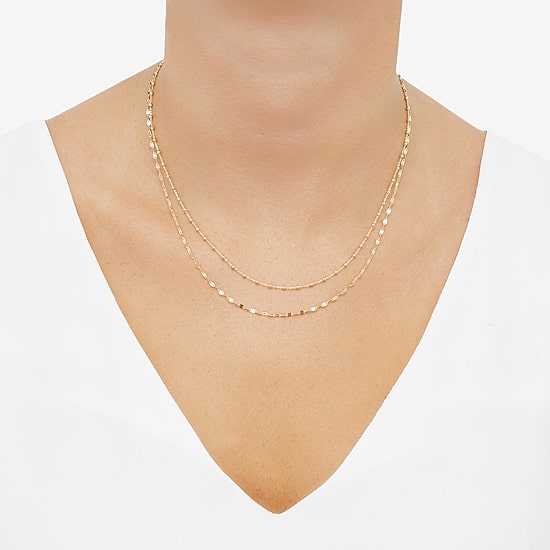 Gold Addiction Womens 10K Gold 18 Inch Chain Necklace
