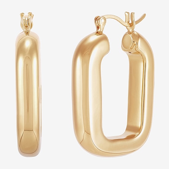 Silver Addiction Womens 14K Gold Over Silver 24.6mm Hoop Earrings