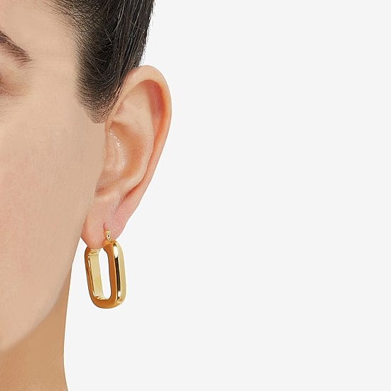 Silver Addiction Womens 14K Gold Over Silver 24.6mm Hoop Earrings