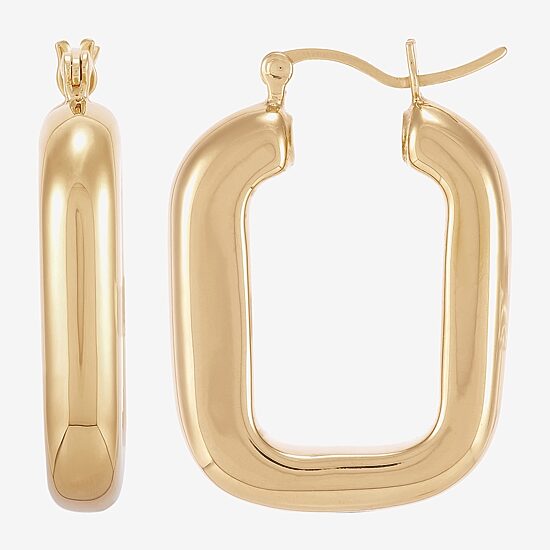 Silver Addiction Womens 14K Gold Over Silver 24.6mm Hoop Earrings