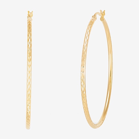 Silver Addiction Womens 14K Gold Over Silver 64mm Hoop Earrings