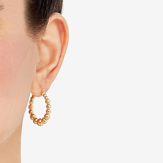 Silver Addiction Womens 14K Gold Over Silver 25mm Hoop Earrings