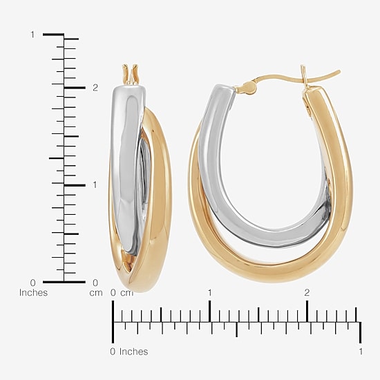 Silver Addiction Womens 14K Two Tone Gold Over Silver 33.7mm Hoop Earrings
