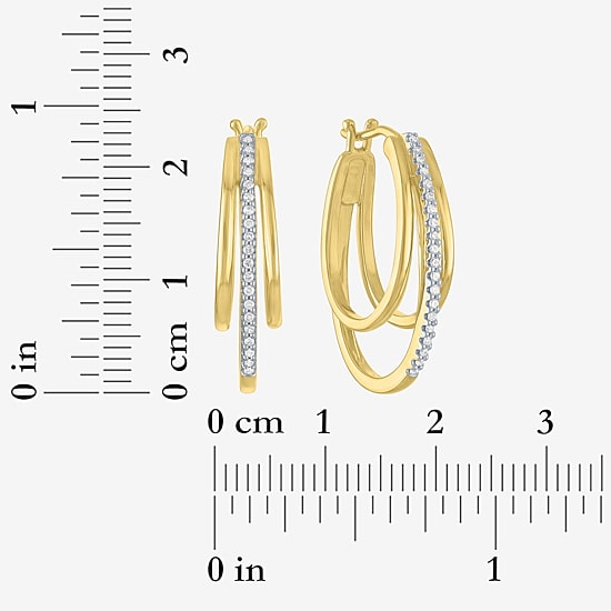 (G-H, Si2-I1) Womens 1/10 CT. T.W. Lab Grown White Diamond 14K Gold Over Silver 23.2mm Hoop Earrings