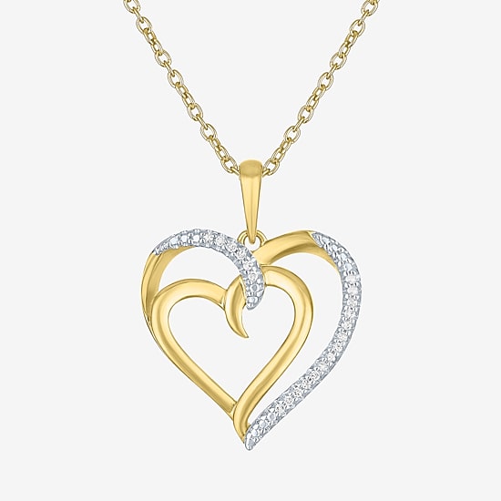 Diamond Accent (G-H, Si2-I1) Womens Lab Grown White Diamond Sterling Silver Heart 18 Inch Pendant Necklace