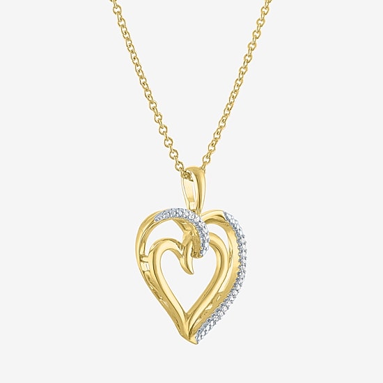 Diamond Accent (G-H, Si2-I1) Womens Lab Grown White Diamond Sterling Silver Heart 18 Inch Pendant Necklace