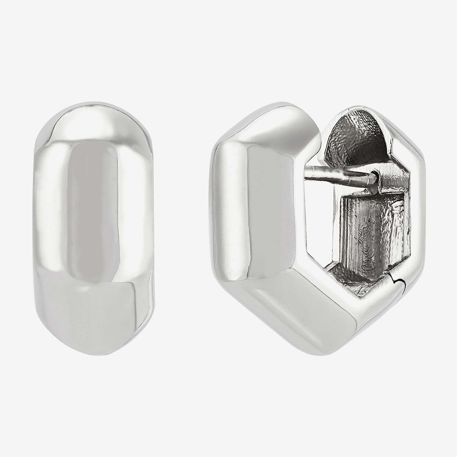 Silver Addiction Womens Sterling Silver 13mm Hoop Earrings