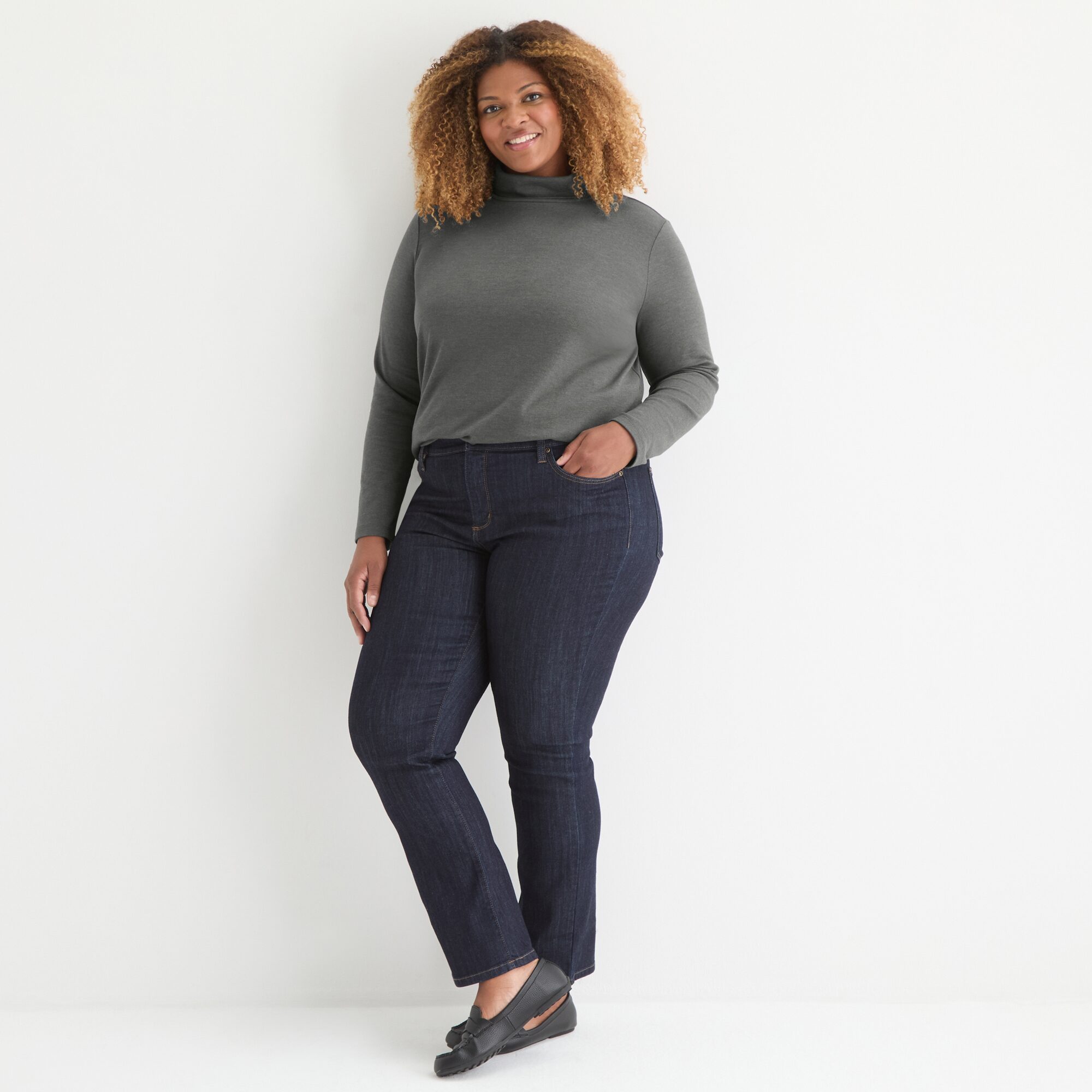 St. John's Bay Womens Plus Long Sleeve Turtleneck