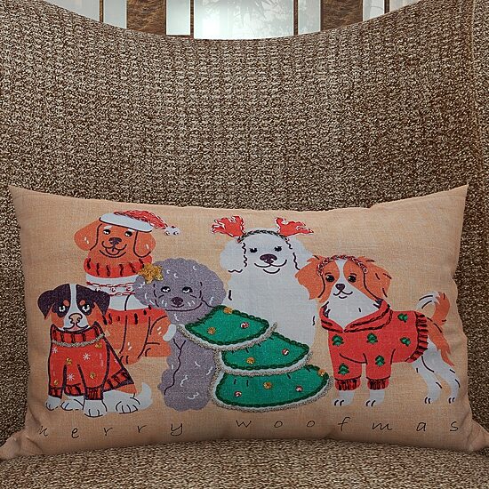 Vibhsa Vibhsa Christmas Merry Woofmas Pillow – 14"X20" Rectangular Throw Pillow