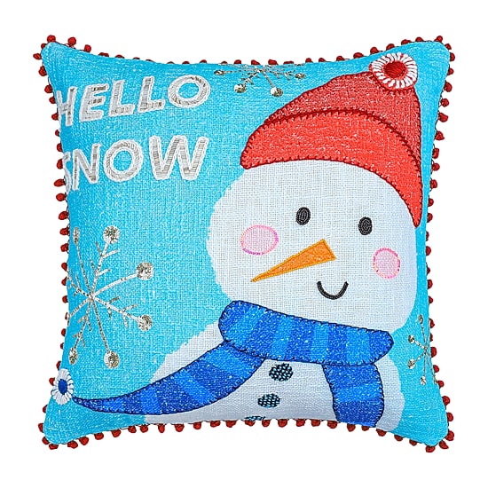 Vibhsa Vibhsa Holiday Reverie Christmas Hello Snow Pillow – 20"X20" Square Throw Pillow