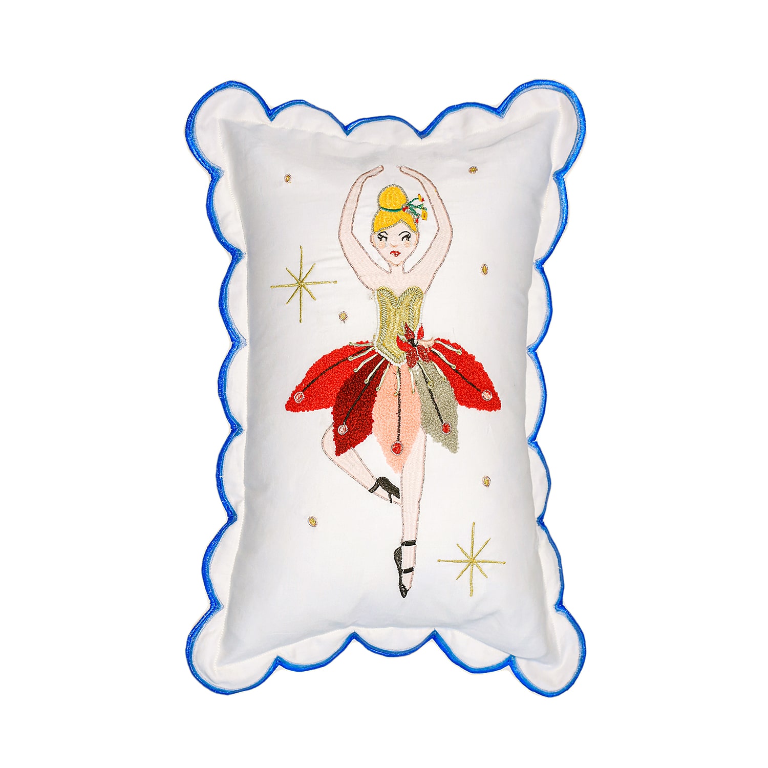 Vibhsa Vibhsa Christmas Ballerina Embroidered Pillow – 14"X20" Rectangular Throw Pillow