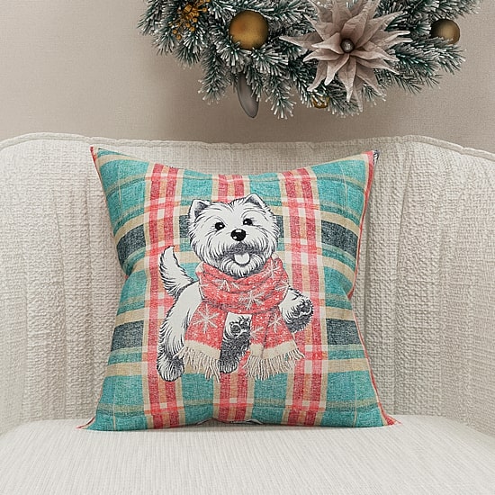 Vibhsa Vibhsa Holiday Reverie Christmas Dog Pillow – 20"X20" Rectangular Throw Pillow