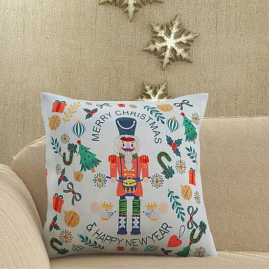 Vibhsa Vibhsa Christmas Nutcracker Merry Christmas Pillow – 20"X20" Square Throw Pillow