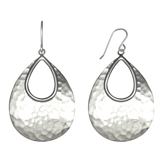 Sterling Silver Hammered Drop Earrings