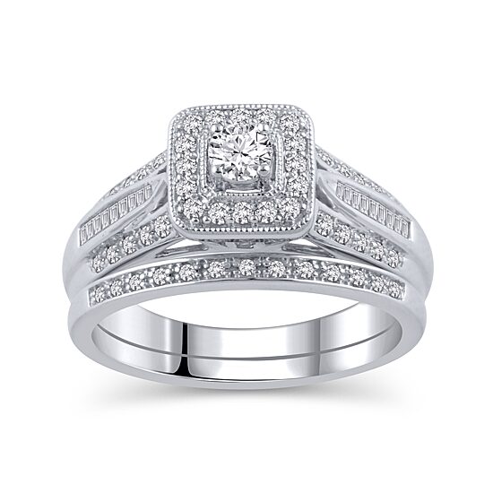 Womens 1/2 CT. T.W. Natural White Diamond 10K Gold Bridal Set