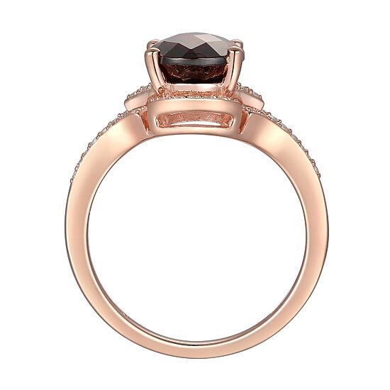 Womens Genuine Red Garnet 14K Rose Gold Over Silver Oval Halo Cocktail Ring