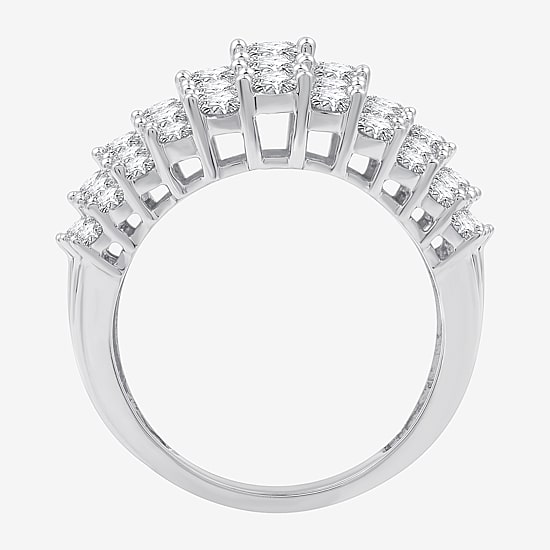 (G / Si1-Si2) Womens 3 CT. T.W. Lab Grown White Diamond 10K Gold Cocktail Ring